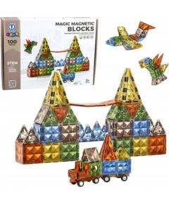 LeanToys Klocki Magnetyczne Konstrukcyjne Kreatywne Figury Pojazd 3D 100 el. Konstruktori 