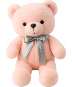 LeanToys Pluszowa Maskotka Przytulanka Miś Z Kokardą Happy Every Day Różowy 55cm Mīkstās rotaļlietas