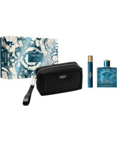 Set Versace: Eros, Eau De Toilette, For Men, 100 ml + Eros, Eau De Toilette, For Men, 10 ml + Versace, Zippered, GWP Textile Pouch, Black Dāvanu komplekti