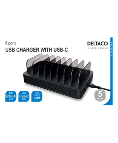 DELTACO USB uzlādes stacija 8 ierīcēm DPS-0201 Uzlādes risinājumi