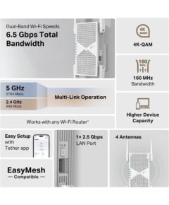 TP-Link RE405BE network extender Network repeater White 2500 Mbit/s Усилители сигнала (Range Extender)