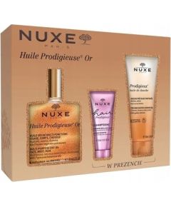 Nuxe NUXE_SET Huile Prodigieuse Or olejek do ciała 100ml + Hair Prodigieuse szampon do włosów 30ml + żel pod prysznic 100ml Smaržas - NESAKĀRTOTS