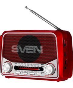 Speaker SVEN SRP-150, red (3W, Bluetooth, FM/AM/SW, USB, microSD, flashlight, battery) Aудио-видео