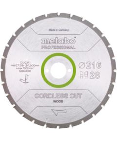 Griešanas disks kokam Metabo 628444000; 216x30 mm; Z28 Zāģripas