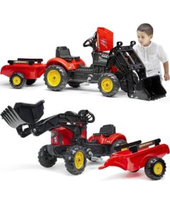 Falk Traktorek Supercharger Czerwony Otwierana Maska z Przyczepką + Łyżka Jaunumi, Bērnu preces