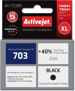 Activejet AH-703BR Ink (replacement for HP 703 CD887AE; Premium; 20 ml; black) Tintes printeru izejmateriāli