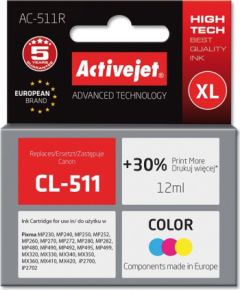 Activejet AC-511R Ink cartridge (replacement for Canon CL-511; Premium; 12 ml; color) Tintes printeru izejmateriāli