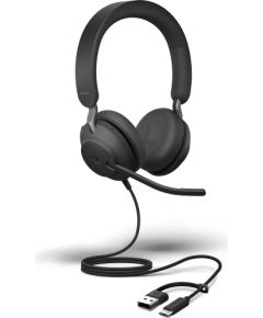 Jabra Evolve2 40 SE (black, MS version, stereo, USB-A and USB-C) Наушники