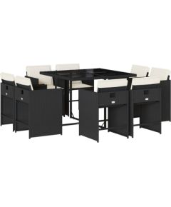 Ambiance 9-cz. zestaw mebli ogrodowych z poduszkami, czarny, rattan PE Lumarko! Dārza mēbeļu komplekti