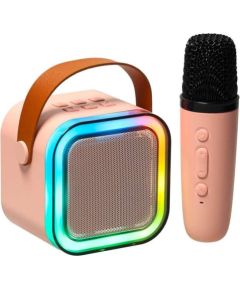 RoGer K12 Bluetooth karaoke komplekts RGB / 6W / rozā Mikrofoni