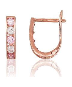 Zelta auskari ar 'angļu' slēdzēju #1200001(Au-R)_CZ+CZ-PI, Sarkanais Zelts 585°, Cirkoni, 0.73 gr. Zelta auskari ar "angļu" slēdzēju