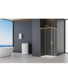 Vento Душевой уголок Firenze Gold 90X90X195,прозрачное стекло 6mm Easy Clean,  профиль матовое золото Душевые кабины