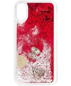 Guess Apple  iPhone X/XS Glitter Hearts Case Rapsberry Чехлы - альтернативные