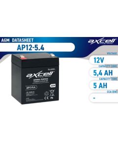 5.4Ah Axcell AGM industr/ Garden akumulators 90x70x107 Аккумуляторы