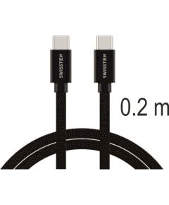 Swissten Textile Универсальный Quick Charge 3.1 USB-C / USB-C Кабель данных и зарядки 0.2m black Дата USB-кабели
