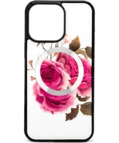 Evelatus Apple  iPhone 14 Pro Leather Case Zipper Design Flower White Neoriģinālie Maciņi