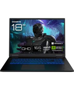 GigaByte GAMING A18 3WHK3DEC64SH (black, AMD Ryzen 7 260, NVIDIA GeForce RTX 5070, 32 GB DDR5, 1 TB (1 TB SSD), Windows 11 Home) - German - DE Layout Portatīvie datori