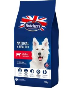 BUTCHER'S Natural & Healthy Dog with beef – dry dog food – 15kg Suņu barība
