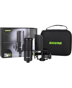 Shure SM4-K-KIT - condenser microphone, externally polarised, handle, popfilter, case Mikrofoni