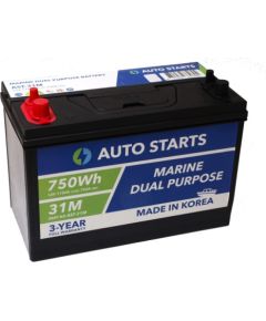 AUTO STARTS MARINE DUAL PURPOSE BATTERY 31M 750Wh 12V 110Ah (c20) 750A (EN) 330x172x217/238 1/1, EAN4751039330694 Akumulatori