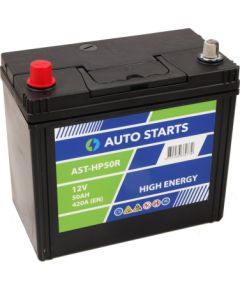 AUTO STARTS HIGH POWER JIS 12V 50Ah 420A (EN) 238x129x227 1/3 ar klemmju adapteri uz 1 EAN4751039330 Akumulatori