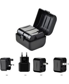 iLike Universal  CP TR1 Network 3in1 Multi-Adapter UK 3-Pin - Euro 2pin - US (USA) - Asia + Storage Case Black Зарядные устройства