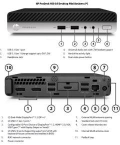 HP Renewed Grade A ProDesk 400 G4 Intel Core i3 i3-8100T 8 GB SSD 256 GB Intel UHD Graphics 630 Windows 11 Pro Atjaunoti personālie datori