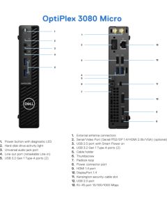 DELL Renewed Grade A OptiPlex 3080 Micro Intel Core i5 i5‑10500T 8 GB SSD 256 GB Intel UHD Graphics 630 Windows 11 Pro Kомпьютеры после ремонта