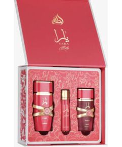 Lattafa Yara Candy Dárková sada EDP 100 ml, miniaturka EDP 12 ml a vlasový sprej 50 ml 100ml Парфюмерные наборы