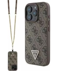 Guess Leather Metal Logo Strass Crossbody Case Aizsargapvalks Priekš Apple iPhone 16 Pro Max Neoriģinālie Maciņi