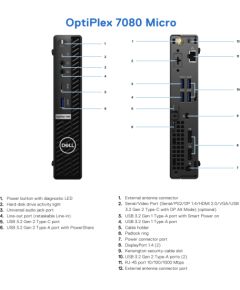 DELL Renewed Grade A OptiPlex 7080 Micro Intel Core i5 i5‑10500T 16 GB SSD 256 GB Intel UHD Graphics 630 Windows 11 Pro Kомпьютеры после ремонта