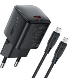 Сетевая зарядка Acefast A118 30W GaN USB-C + USB-C to USB-C cable 1.2m черная Зарядные устройства
