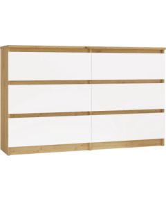 Top E Shop M6 MALWA CHEST OF DRAWERS 120 CM 6 DRAWERS OAK ARTISAN/WHITE Jaunumi -Dārzam