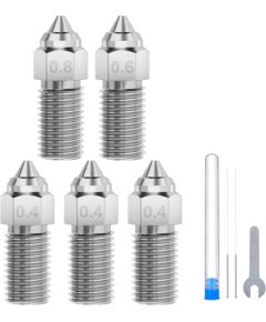 ELEGOO Neptune 4 / 4 Pro Hardened Steel Nozzle Set (0.4 mm x3, 0.6 mm x1, 0.8 mm x1) 3D Printeri un lāzergravētāji