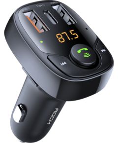 OEM Rock Transmiters FM B301 MP3, Bluetooth - 2xUSB | Type C | micro SD | 36W melns Auto FM Transmiteri un Carplay ierīces