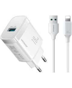 Сетевая зарядка Joyroom JR-TF4 18W USB-A + USB-A to Lightning cable 1.0m белая Зарядные устройства