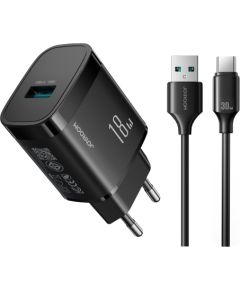 Сетевая зарядка Joyroom JR-TF4 18W USB-A + USB-A to USB-C cable 1.0m черная Зарядные устройства