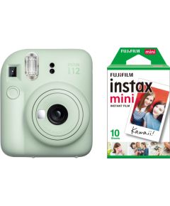 Fujifilm Instax Mini 12 Camera, Mint Green + instax mini glossy(10pl) Moment Foto Kameras