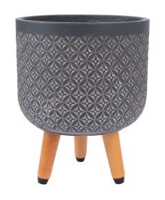 Plant holder SKY PAO D24xH29.6cm, dark grey, with wood legs Новости, мебель, дом