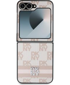 DKNY PU Leather Checkered Pattern and Stripe Case Aizsargapvalks priekš Samsung Galaxy Z Flip 6/7 FE / rozā Neoriģinālie Maciņi
