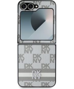 DKNY PU Leather Checkered Pattern and Stripe Case Aizsargapvalks priekš Samsung Galaxy Z Flip 6/7 FE / bēšs Neoriģinālie Maciņi