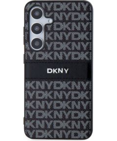 DKNY PC/TPU Repeat Pattern Tonal Stripe Case Aizsargapvalks priekš Samsung Galaxy S24 / melns Neoriģinālie Maciņi