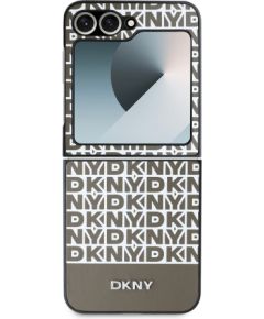 DKNY PU Leather Repeat Pattern Bottom Stripe Case Aizsargapvalks priekš Samsung Galaxy Z Flip 6/7 FE / bruns Neoriģinālie Maciņi