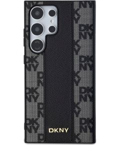 DKNY PU Leather Checkered Pattern MagSafe Case Aizsargapvalks priekš Samsung Galaxy S24 Ultra / melns Neoriģinālie Maciņi