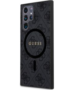 Guess 4G Colored Ring PU Leather MagSafe Case Aizsargapvalks priekš Samsung Galaxy S24 Ultra / melns Neoriģinālie Maciņi