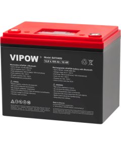 Litija akumulators ar digitālo ekrānu un Bluetooth : 12.8V 100Ah (1280Wh)  : LiFePO4 : Vipow Akumulatori