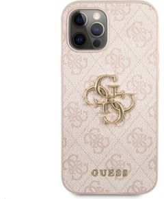 Guess PU 4G Metal Logo Case Aizsargapvalks priekš iPhone 12/12 Pro / rozā Neoriģinālie Maciņi