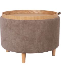Ottoman/ table HIRO D56xH42,5cm, light brown, with storage and tray Новинки Для дома и сада 