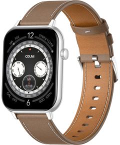 COLMI C28 Smartwatch – Silver + Brown Leather Strap Smart-Watch Pulksteņi
