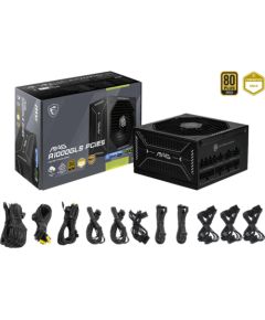 MSI MAG A1000GLS PCIE5 (black, 1x 12VHPWR, 4x PCIe, cable management, 1000 watts) Datoru barošanas bloki